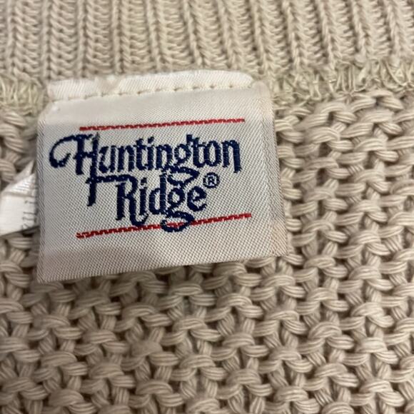 Vintage Huntington Ridge Cardigan Sweater Medium tan Crop Chunky Hand Knit - Picture 3 of 6
